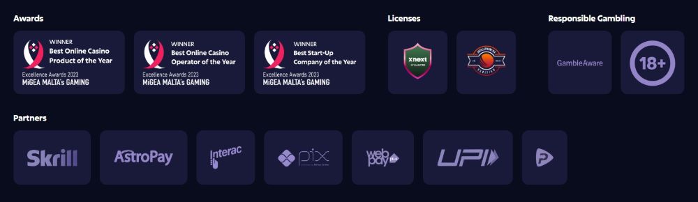 Roobet awards, licenses, responsible gambling, and partners 